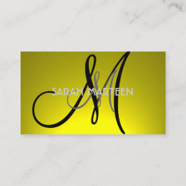 Eenvoudige gele fade aangepaste monogram kaarten visitekaartje