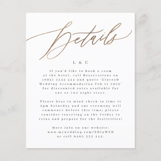 Eenvoudige gele goudgegevens op rugbruiloft (Achterkant)