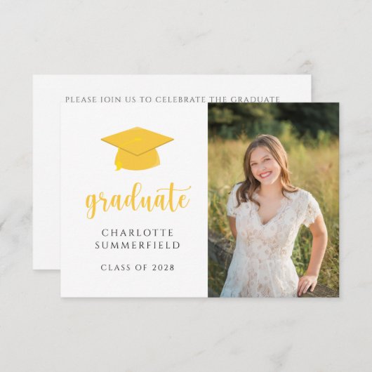 Eenvoudige gele goudkleurige kap kaart (Voorkant / Achterkant)