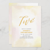 Eenvoudige gele harten 2e verjaardag kaart (Voorkant / Achterkant)