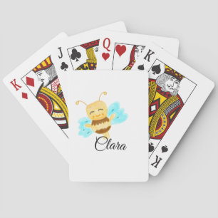 Eenvoudige gele honingbij aquarel voeg naam toe aa pokerkaarten
