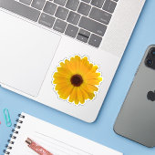 Eenvoudige gele madeliefje sticker (Laptop met iPhone)