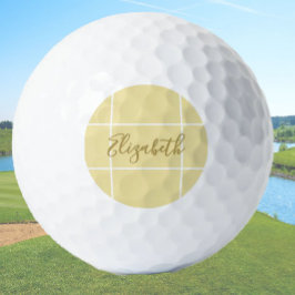 Eenvoudige gele minimalistische aangepaste naam da golfballen