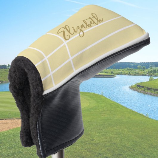 Eenvoudige gele minimalistische aangepaste naam da golfheadcover