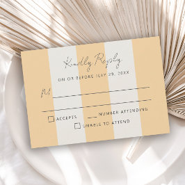 Eenvoudige Gele OffWhite Cabana Strepen Huwelijk R RSVP Kaartje
