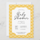 Eenvoudige gele Retro Daisy Bloemblokdruk Kaart (Voorkant)