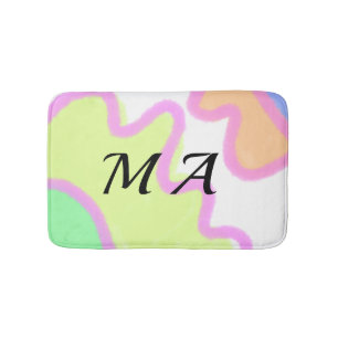 Eenvoudige gele roze aquarel voeg uw monogram toe badmat