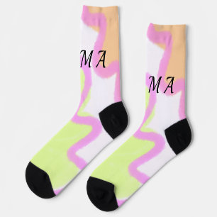 Eenvoudige gele roze aquarel voeg uw monogram toe sokken