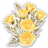 Eenvoudige Gele Rozen Waterdicht Sticker (Voorkant)