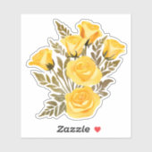 Eenvoudige Gele Rozen Waterdicht Sticker (Vel)