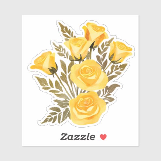 Eenvoudige Gele Rozen Waterdicht Sticker (Vel)