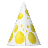 Eenvoudige gele stippen Waterverf en zwarte typo Feesthoedjes (Achterkant)