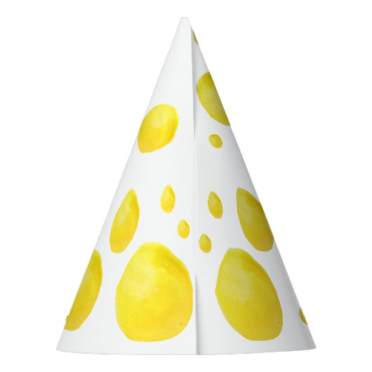 Eenvoudige gele stippen Waterverf en zwarte typo Feesthoedjes (Achterkant)