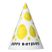 Eenvoudige gele stippen Waterverf en zwarte typo Feesthoedjes (Voorkant)