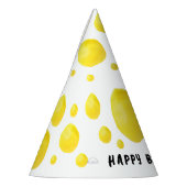 Eenvoudige gele stippen Waterverf en zwarte typo Feesthoedjes (Links)