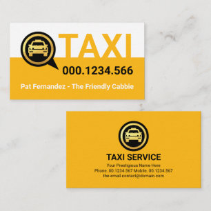 Eenvoudige Gele Taxi Service Laag Visitekaartje