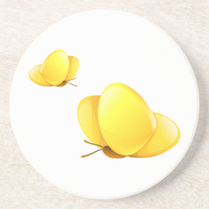 Eenvoudige Gele Vlinders Zandsteen Onderzetter