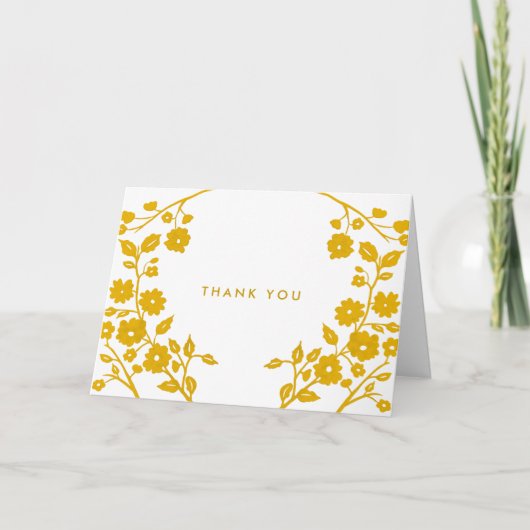 Eenvoudige gele volkskunstbloemen Dank u op maat Kaart (Voorkant)