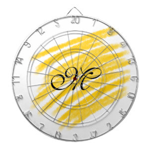 eenvoudige gele watercolor lijnen voeg uw monogram dartbord