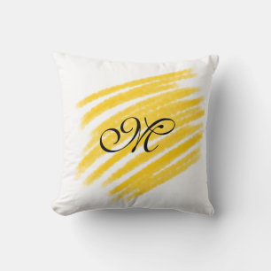 eenvoudige gele watercolor lijnen voeg uw monogram kussen