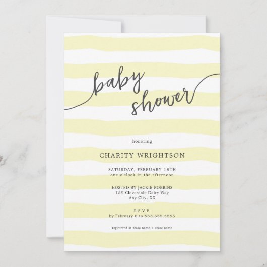 Eenvoudige Gele Waterverf Stripes Baby shower Kaart (Voorkant)