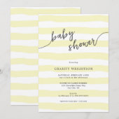Eenvoudige Gele Waterverf Stripes Baby shower Kaart (Voorkant / Achterkant)