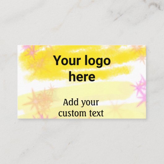 Eenvoudige gele waterverf voegt uw aangepaste logo visitekaartje (Achterkant)