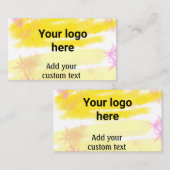 Eenvoudige gele waterverf voegt uw aangepaste logo visitekaartje (Voorkant / Achterkant)