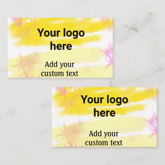 Eenvoudige gele waterverf voegt uw aangepaste logo visitekaartje (Voorkant / Achterkant)