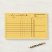 Eenvoudige Gele Weerelijkse Gewoonte Tracker met V Post-it® Notes (Op bureau)