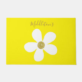 Eenvoudige gele witte feestdag, persoonlijk deurmat