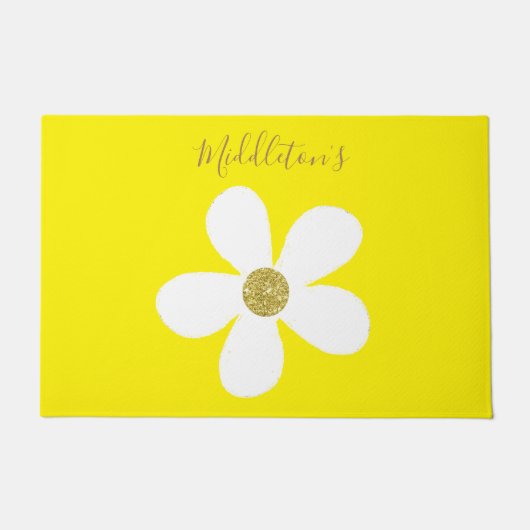 Eenvoudige gele witte feestdag, persoonlijk deurmat (Voorkant)