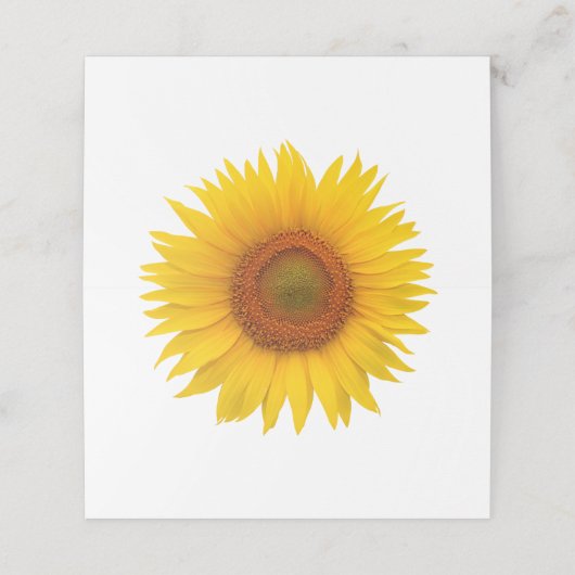 Eenvoudige gele zonnebloem bruiloft plaatskaartje (Buitenkant ongevouwen)
