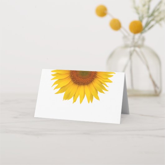 Eenvoudige gele zonnebloem bruiloft plaatskaartje (Voorkant)