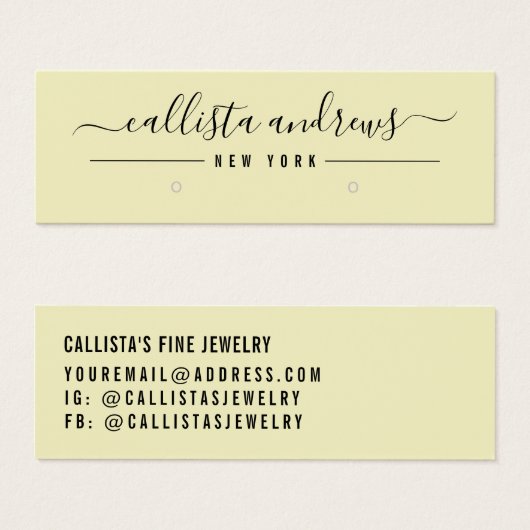 Eenvoudige, gele zwarte-schrijfkaart mini visitekaartjes (Voorkant /achterkant)