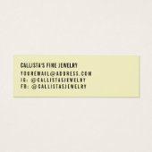 Eenvoudige, gele zwarte-schrijfkaart mini visitekaartjes (Achterkant)