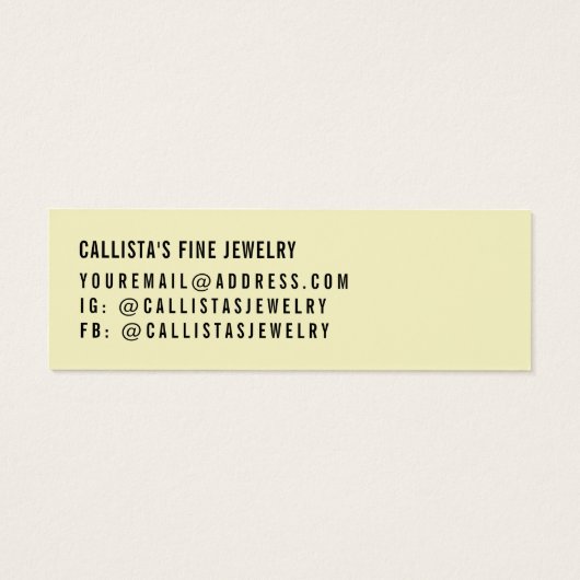 Eenvoudige, gele zwarte-schrijfkaart mini visitekaartjes (Achterkant)