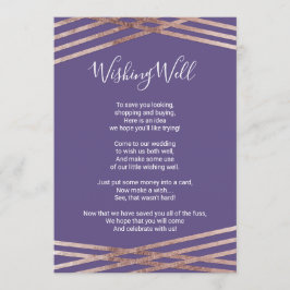 Eenvoudige Gelijnd Roze Gouden Violet Wensput Kaart