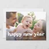 Eenvoudige Gelukkig Nieuwjaar Typografie Foto Feestdagenkaart (Voorkant)