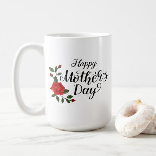 Eenvoudige Gelukkige Moederdag Bloemrijke Calligra Koffiemok