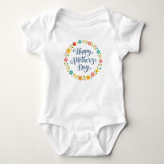 Eenvoudige Gelukkige Moederdag Calligraphy Bloem | Romper (Voorkant)