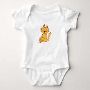 Eenvoudige Gelukkige Oranje Kat Baby Top