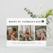 Eenvoudige gelukkige shamrock St. Patrick's Day 3  Feestdagenkaart (Staand voorkant)