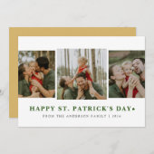 Eenvoudige gelukkige shamrock St. Patrick's Day 3  Feestdagenkaart (Voorkant / Achterkant)