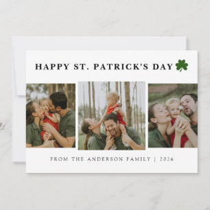 Eenvoudige gelukkige shamrock St. Patrick's Day 3 Feestdagenkaart