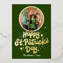 Eenvoudige Gelukkige St. Patrick's Dag Shamrocks F Folie Feestdagenkaart
