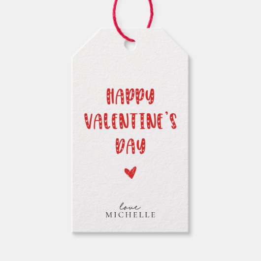 Eenvoudige Gelukkige Valentijnsdag Cadeaulabel (Voorkant)