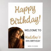 Eenvoudige Gelukkige Verjaardag 30ste Foto Goud We Poster (Voorkant)