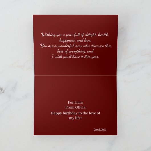 Eenvoudige gelukkige verjaardag Handsome Maroon Bi Kaart (Binnen)