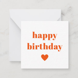 Eenvoudige Gelukkige Verjaardag Typografie Oranje  Notitiekaartje